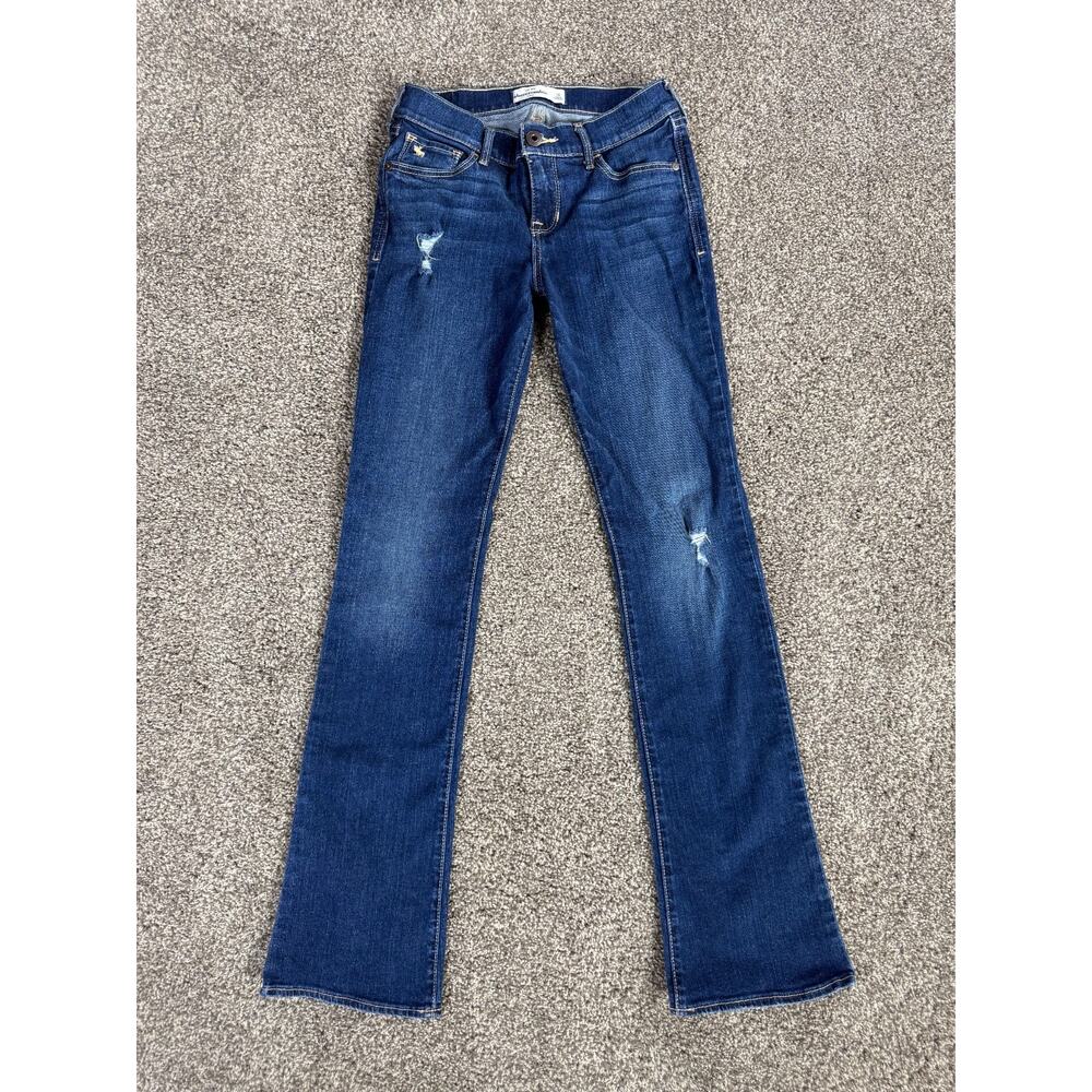 Abercrombie Girls Size 16 Slim Bootcut Jeans Y2K Low Rise Distressed Waist 24/25